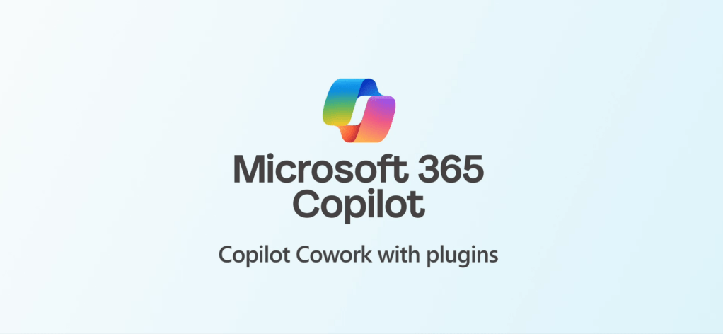 Microsoft 365 Copilot banner with the subtitle “Copilot Cowork with plugins”.